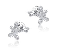 Gingerbread Man Cookie With CZ Silver Stud Earrings STS-5519